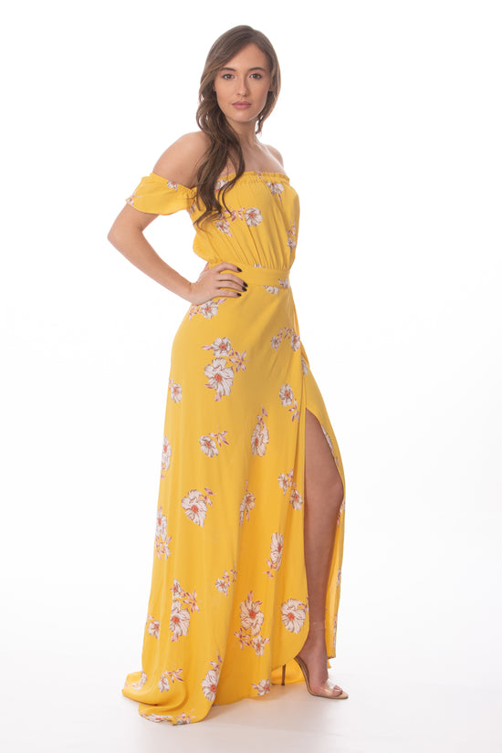 Yellow Floral Maxi Dress Glow Fashion Boutique