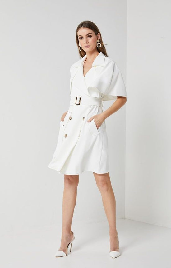 Elliatt White Cape Trench Dress Glow Fashion Boutique