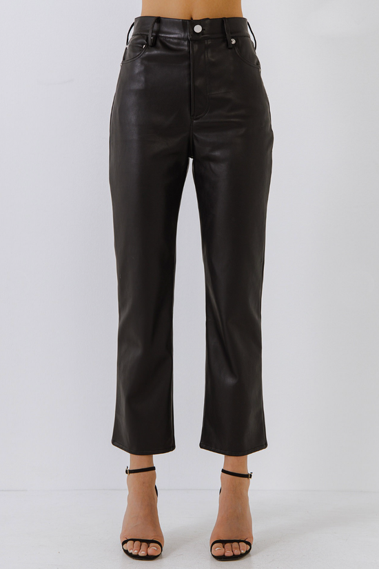 High Rise Relaxed Leather Trouser in Noir – FRAME